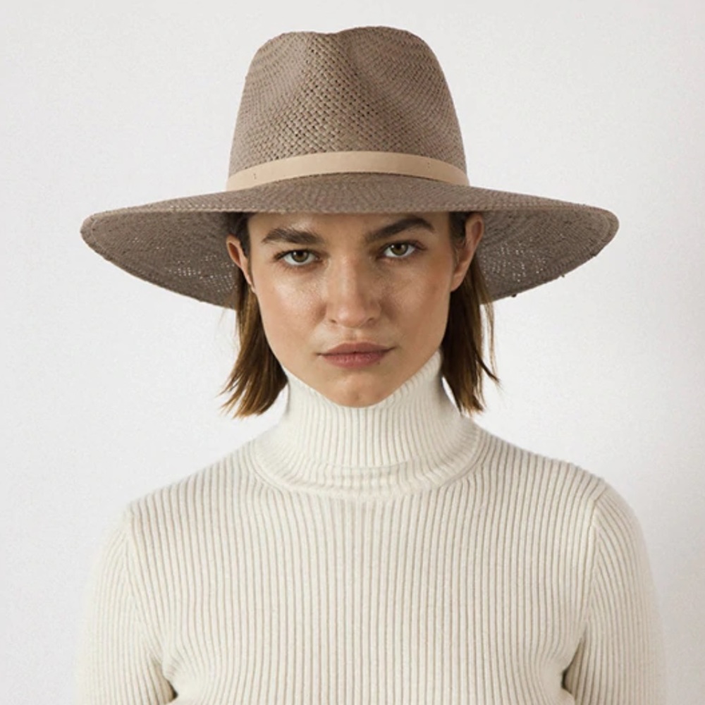 Janessa Leone Valentine straw fedora hat (size large)